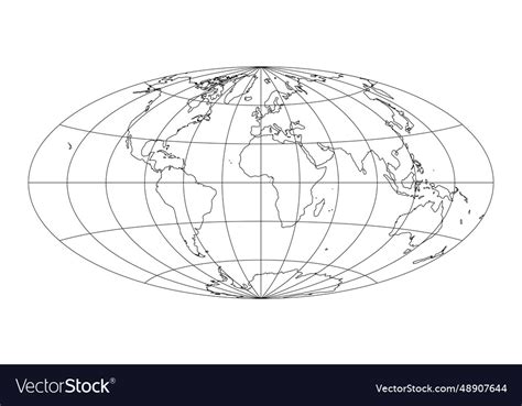 Simplified map of world with latitude and Vector Image