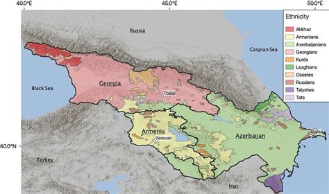 Major ethnic groups and associated territories in the south Caucasus ...