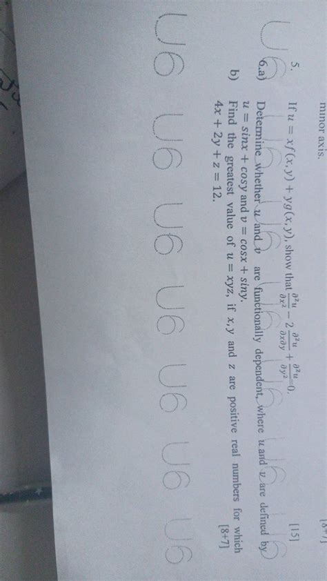 If U Xf X Y Yg X Y Show Thatəx²u6 U6 U6u6อในəxəy0y² 0 [