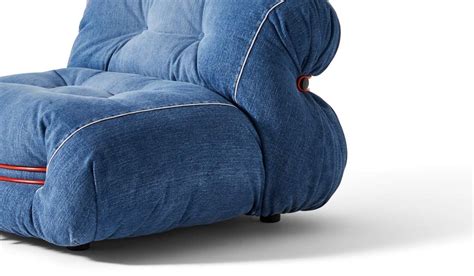 Soriana Armchair In Japanese Denim A T Scarpa Cassina