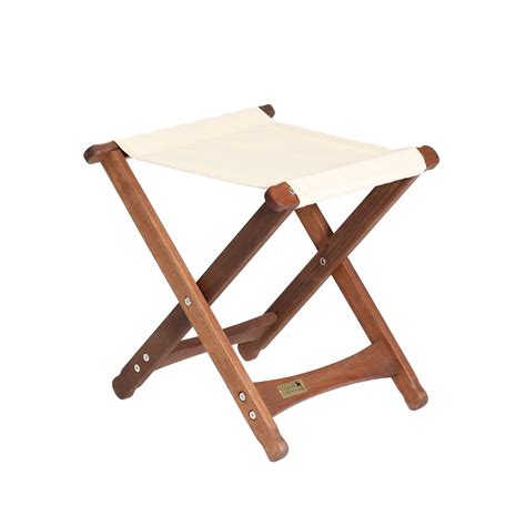 Outdoor Living and Style 18" Folding Wooden Camping Stool with White Fabric Seat - Walmart.com