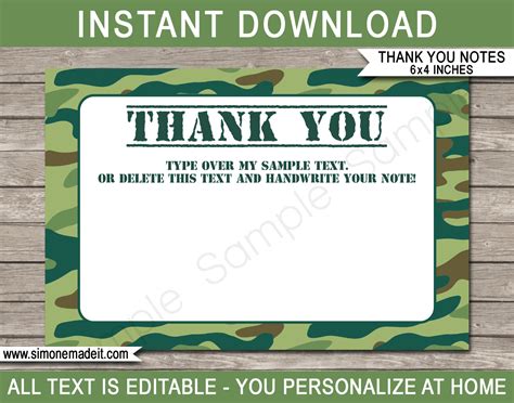 Army Thank You Card Military Thank You Card Army Thank You Tags Thank