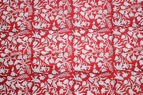 Red Floral Batik Ikat Print Jaipur Hand Block Print Fabric Etsy