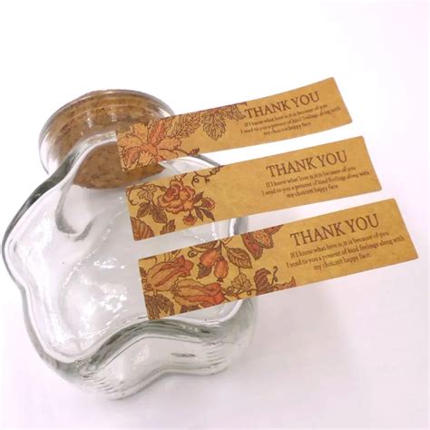 Uds Frontera Floral Thank You De Kraft Pegatinas De Papel Kraft