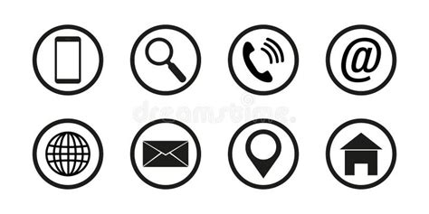 Contact Us . Set of Flat Icon. Web Vector Illustration. Black Buttons ...