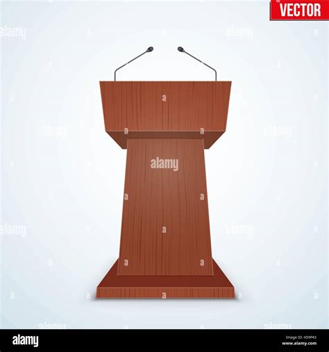 Wooden Podium Tribune With Microphones Stock Vector Image Art Alamy