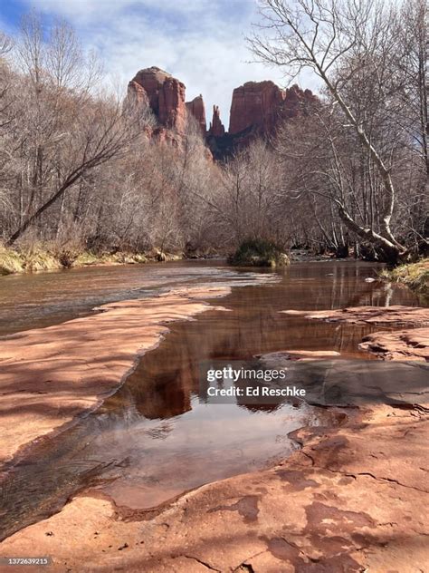 Oak Creek And Reflection Oak Creek Canyon Sedona Arizona High Res Stock