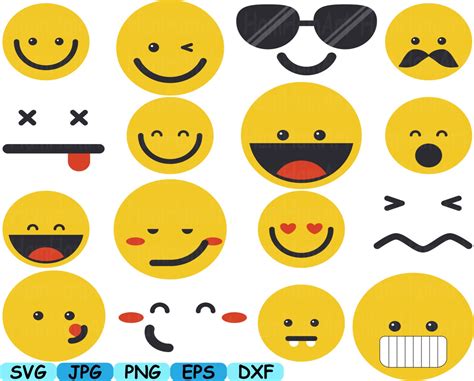 Smiley Faces Emoji Silhouette Cameo Cutting Files Cut SVG - Etsy