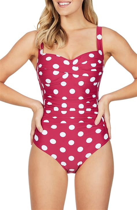 Sea Level Wo Twist Front Multifit Polka Dot One Piece Swimsuit Rose