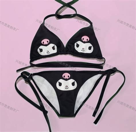 Anime Y2K Kuromi Cinnamoroll Bikini Swimsuit Sanrioed Kawaii Bra For