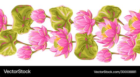 Seamless Pattern With Lotus Flowers Water Lily Vector Image