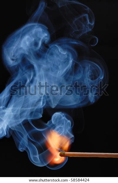 Macro Burning Match Smoke On Black Stock Photo (Edit Now) 58584424