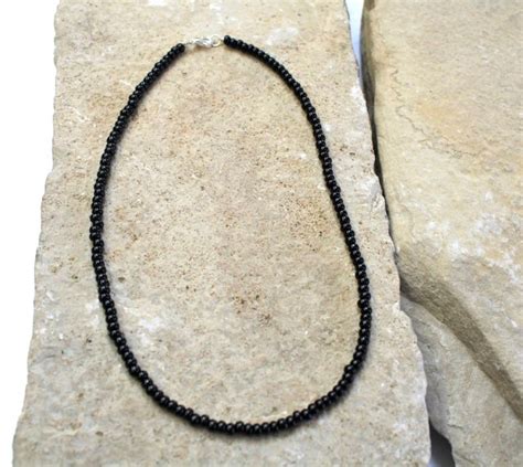 Black Seed Bead Necklace Seed Bead Choker Black Bead Necklace Seed Bead Jewelry Layering