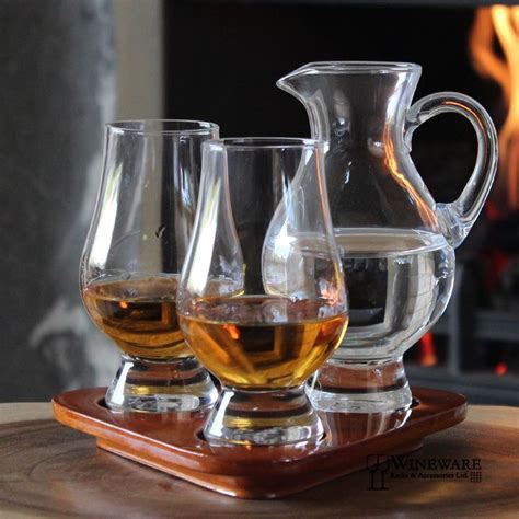 The Glencairn Official Whisky Glass And Whisky Jug Flight Tasting Tray Set Of 2 Glasses And 1