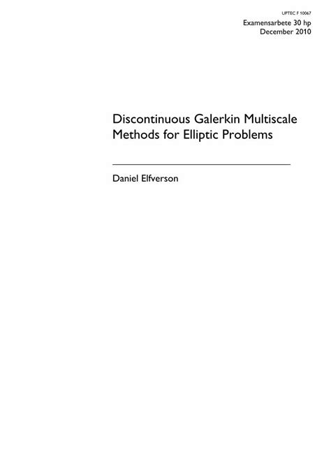 Pdf Discontinuous Galerkin Multiscale Methods For Chalmers