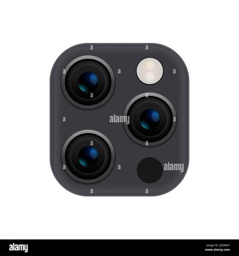 Camera phone lens mobile 3d vector icon. Smart phone camera lense back ...