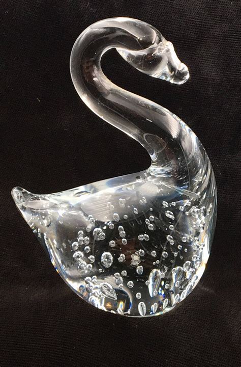 Blown Glass Swan Paperweight Vintage Paperweight Hand Blown Etsy