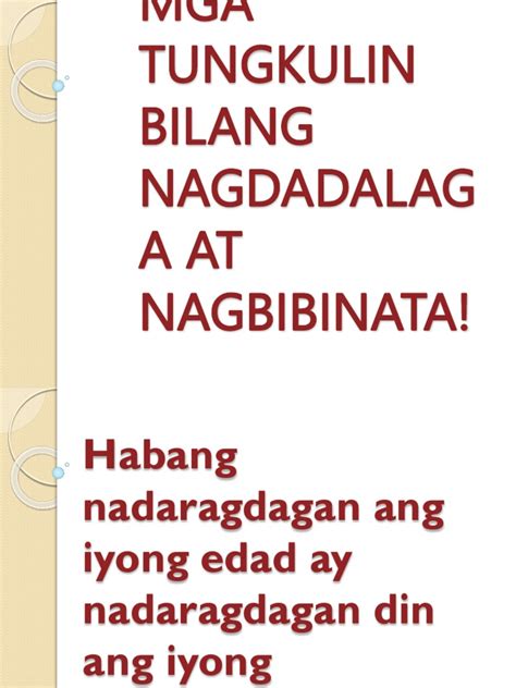 Week 9 Day 1 - Tungkulin NG Nagbibinata at Nagdadalaga | PDF