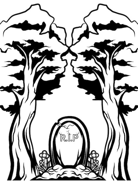 Premium Vector Vector Outline Haunted Tree