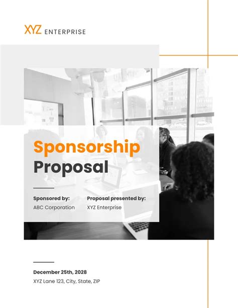 White And Orange Simple Sponsorship Proposal Template Venngage