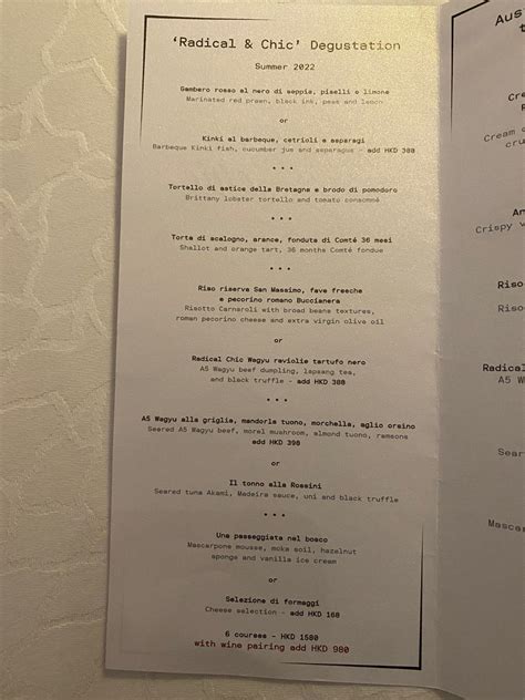 Radical Chic Innovative Italian Cuisine S Menu Italian In Tsim Sha