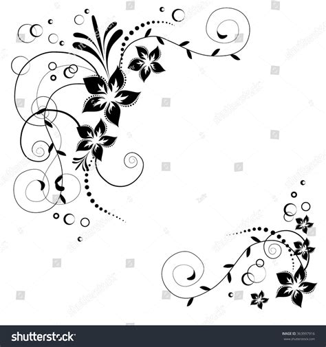 Flower Corner Vector Black Flowers On Stock Vector (Royalty Free) 363997916 | Shutterstock