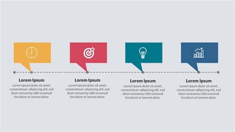 Plantilla de línea de tiempo infográfica de 4 pasos Vector Premium