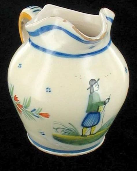 Antique Henriot Quimper French Faience Creamer Breton 1880 To 1900