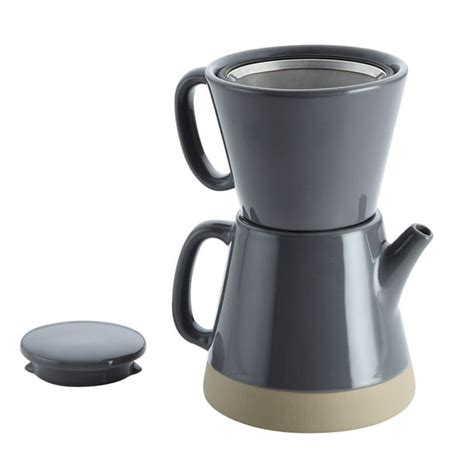 Rachael Ray Ceramic Pour Over Coffee Set 5 Cup Dark Sea Salt Gray