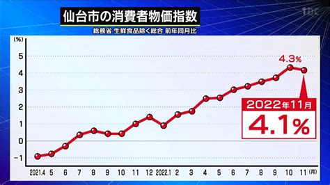 「2か月連続で4以上の上昇」11月の消費者物価指数1048で去年より41アップ 仙台 Tbs News Dig