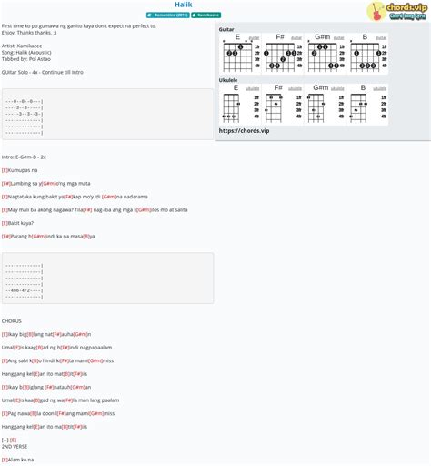 Chord: Halik - tab, song lyric, sheet, guitar, ukulele | chords.vip