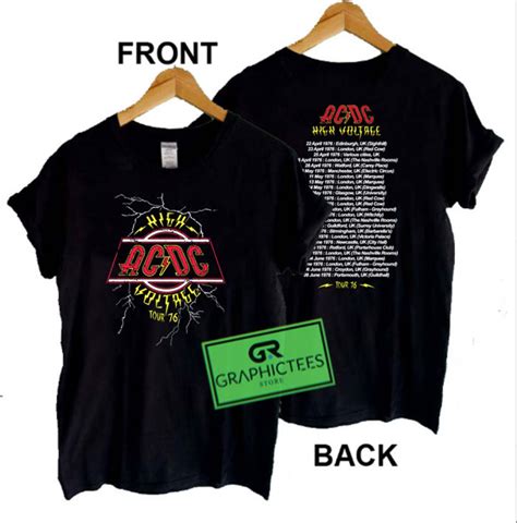 AC DC High Voltage Tour 76 Graphic Tee shirts - graphicteestore