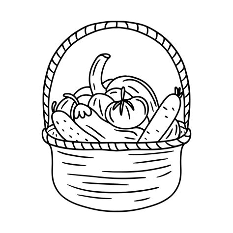 Vegetable Basket Drawing Outline