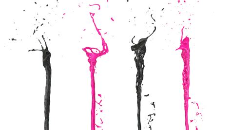 Pink Paint Splashes In Slow Motion Isolated On White Background Full