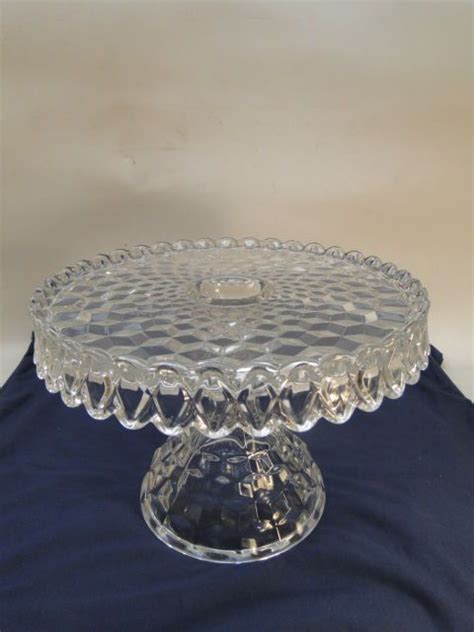 VINTAGE FOSTORIA AMERICAN FOOTED CAKE PLATE STAND SALVER W RUM WELL