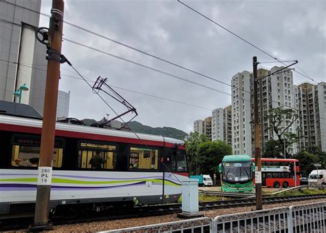 Tour Bus Crashes Into Railing And Enters Light Rail Track Area In Tuen