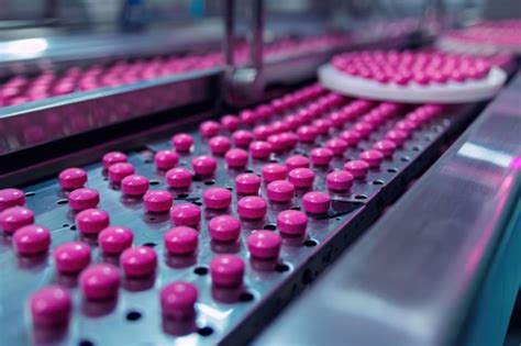 Premium Photo Pink Pills In Pharmaceutical Factory Manufacturing Process