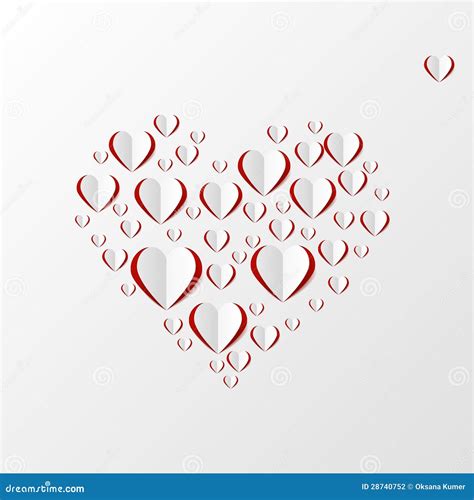 Paper Heart Love Card Template For Design Greetin Vector Illustration