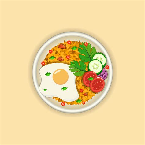 Hand Drawing Nasi Goreng Vector Illustration Cookery Bowl Chili