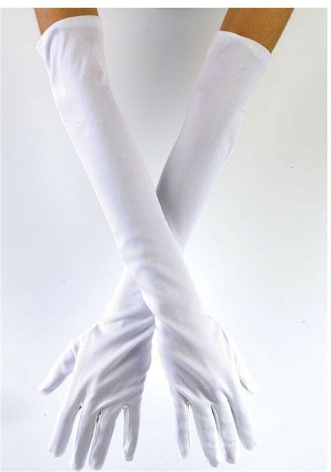 Womens Long White Opera Gloves Elbow Length Flapper Adult Costume No