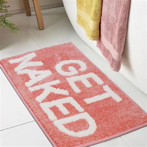 Amazon BOVEU Get Naked Bath Mat Bath Rugs 17 X 24 Non Slip Absorbent Peach Small Bath