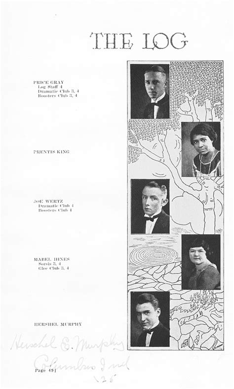 Columbus High School (CHS) 1925 Yearbook (Log) Seniors Columbus Indiana