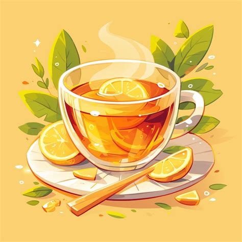 Premium Vector Spicy Ginger Tea With Honey And Lemon