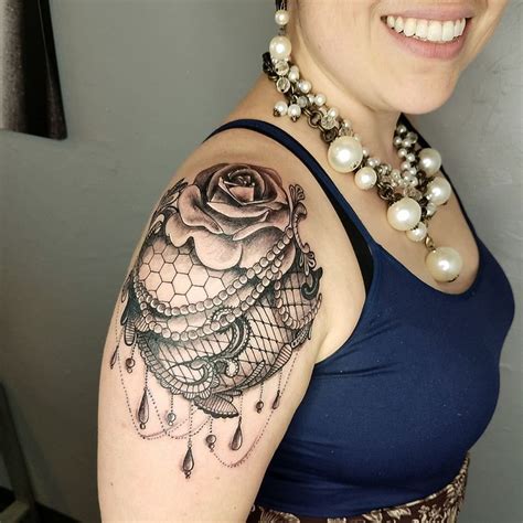 Lace Rose Tattoo Shoulder