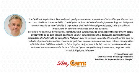 CAMI Sport Cancer Entre Lilly France Et La CAMI Sport Cancer Un