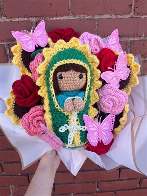 Crochet Virgen De Guadalupe Bouquet Etsy