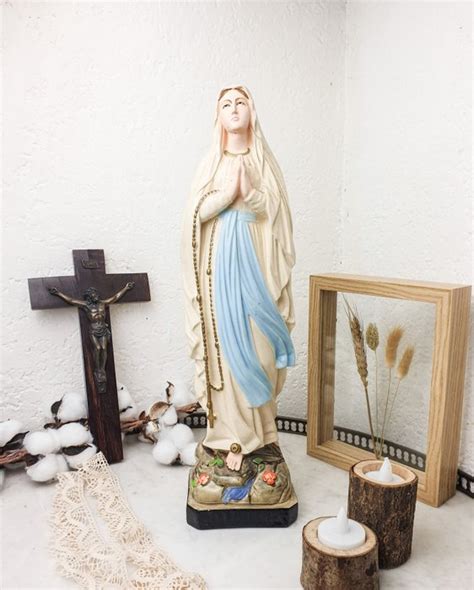 Grande statue Notre Dame de Lourdes 41 cm 1 plâtre Catawiki