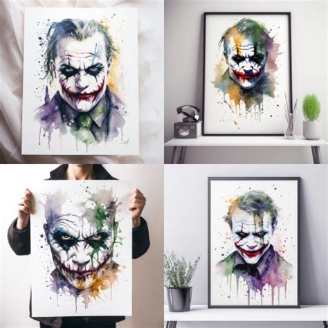 Free Photo Prompt Heath Ledger As The Joker Action Pose Watercolor