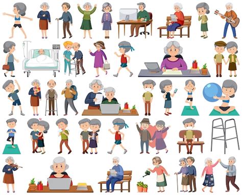 Premium Vector Collection Of Elderly People Icons