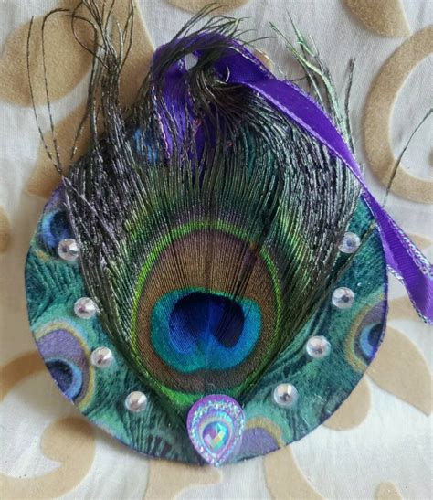 Hand-Crafted Peacock Feather Ornaments Real Feathers Wood Base | Etsy